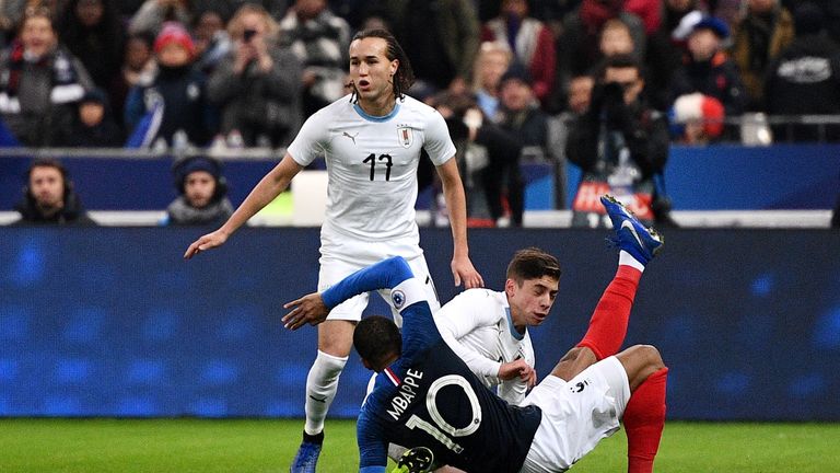 Mbappe fell awkwardly during the friendly on Tuesday night