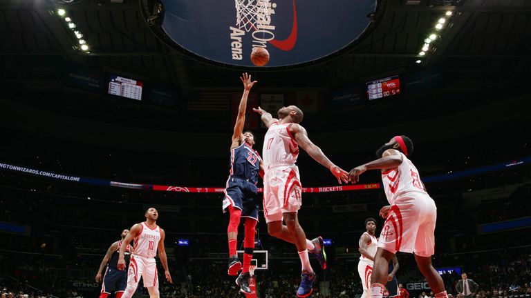 Otto Porter Jr. #22 of the Washington Wizards shoots the ball against the Houston Rockets on November 26, 2018 at Capital One Arena in Washington, DC