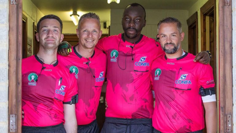 Raymond with his fellow CONIFA referees during the World Football Cup