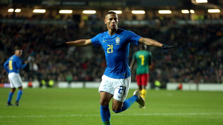Everton's Richarlison fired home the winner for Brazil in a narrow victory