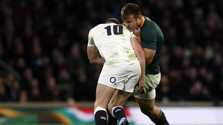 Owen Farrell was not penalised for his contentious tackle on South Africa's Andre Esterhuizen