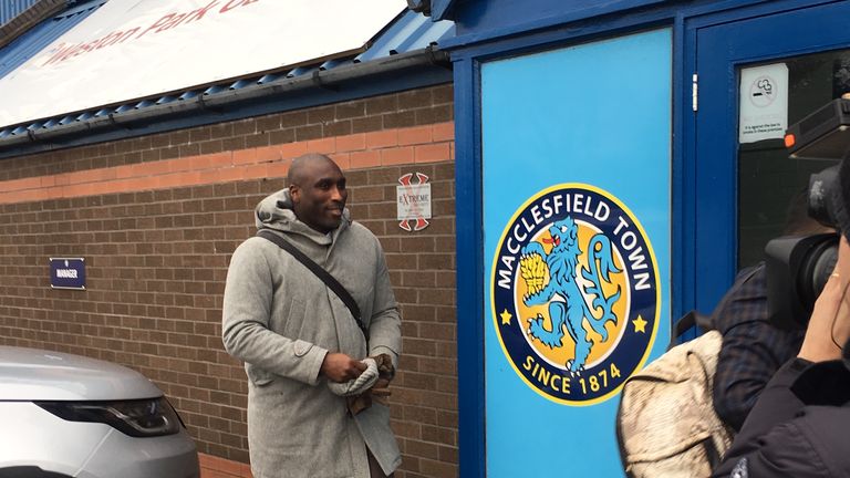 Sol Campbell arrives at Macclesfield for talks