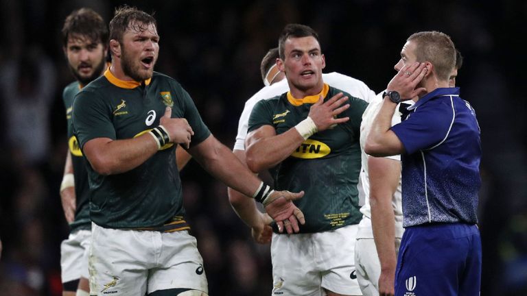 Referee Angus Gardner's decision not to penalise Owen Farrell in the last play is a major point of discussion from England's 12-11 win over South Africa