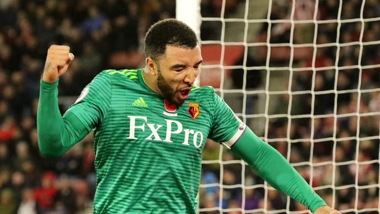 Troy Deeney celebrates Watford's late equaliser