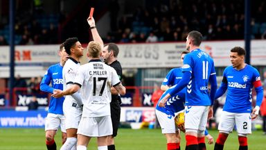 Image of Dundee's Nathan Ralph is sent off against Rangers