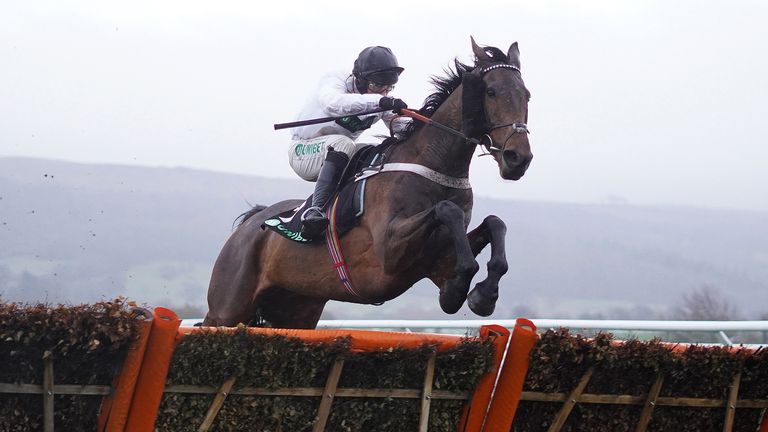 Nico de Boinville riding Brain Power clear the last to win the Unibet International Hurdle at Cheltenham