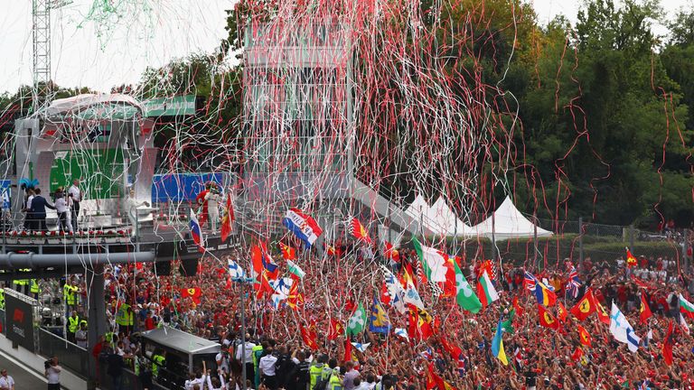 Or at least the greatest podium spectacle. The Monza crowd gathers beneath the podium ceremony for the Italian GP.  Picture by Mark Thompson, Getty Images. 