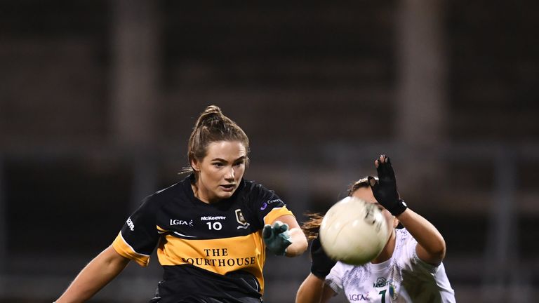 Eimear Harrington of Mourneabbey in action against Lorna Fusciardi of Foxrock-Cabinteely
