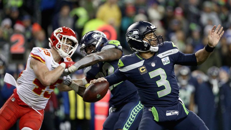 Russell Wilson three three touchdown passes as the Seahawks beat the Chiefs on Sunday night