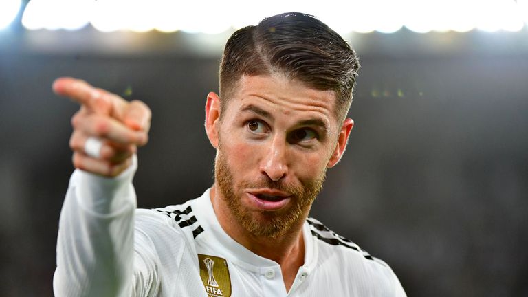 Sergio Ramos picked up a yellow card against Ajax