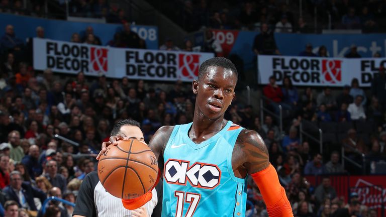 Check out Dennis Schroder's no look assist during the Oklahoma City Thunders' win over the San Antonio Spurs