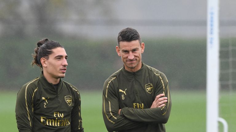 Laurent Koscielny and Hector Bellerin train together