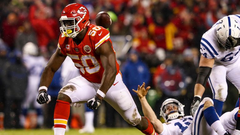 Dee Ford strip-sacked Andrew Luck to give Kansas City the ball back in the second half