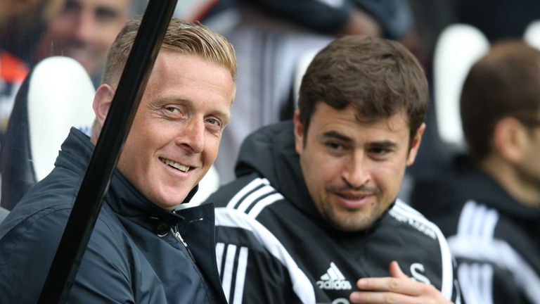 Clotet alongside Garry Monk during their time together at Swansea