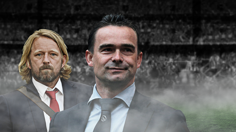 Ajax Director of Football Marc Overmars (right) has been tipped to take over from Arsenal's Head of Recruitment Sven Mislintat