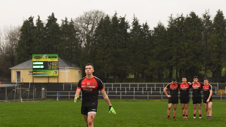 Pressure on: Mayo's Evan Regan approaches the goal before scoring his sides winning penalty