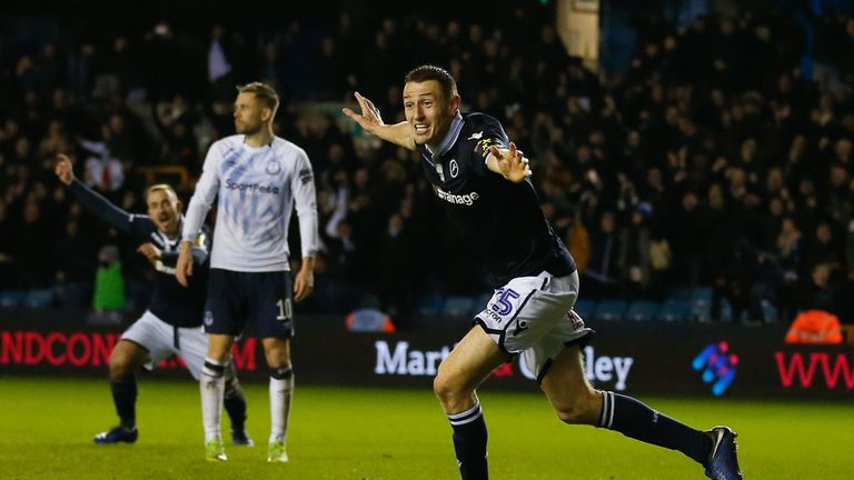 Murray Wallace celebrates scoring Millwall's winner