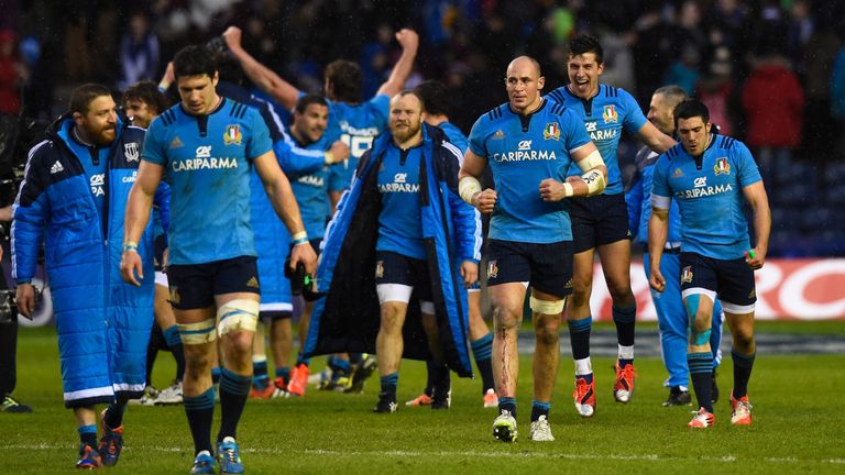 The celebrations after Italy's win over Scotland in 2015