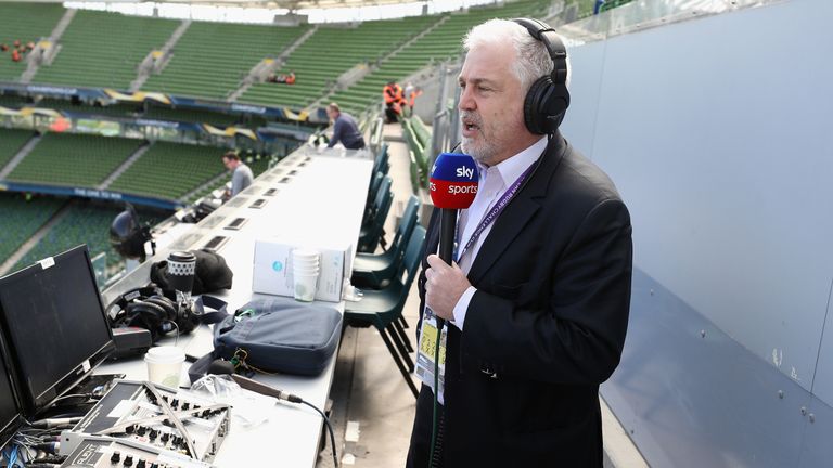 Stuart Barnes looks over the Aviva Stadium in Dublin ahead of last season's Champions Cup semi-final between Leinster and Scarlets