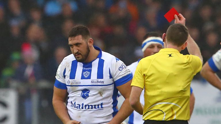 Castres prop Tudor Stroe was shown a red card in the second half