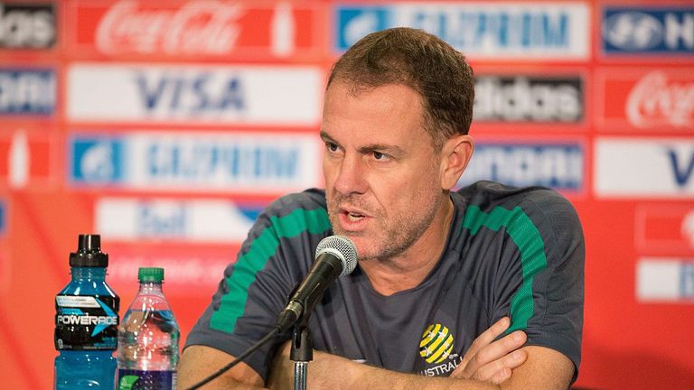 Alen Stajcic addresses the media at the Women's World Cup in Canada