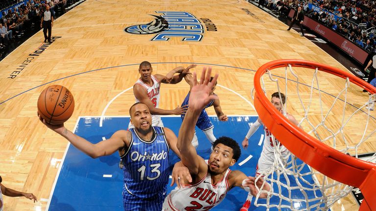 ORLANDO, FL - FEBRUARY 22: Isaiah Briscoe, No. 13 of the Orlando Magic, shoots the ball against the Chicago Bulls on February 22, 2019 at the Amway Center in Orlando, Florida. NOTE TO THE USER: The user acknowledges and expressly agrees that, by downloading and / or using this photo, the user consents to the terms and conditions of the Getty Images License Agreement. Compulsory Copyright Notice: Copyright 2019 NBAE (Photo by Fernando Medina / NBAE via Getty Images)