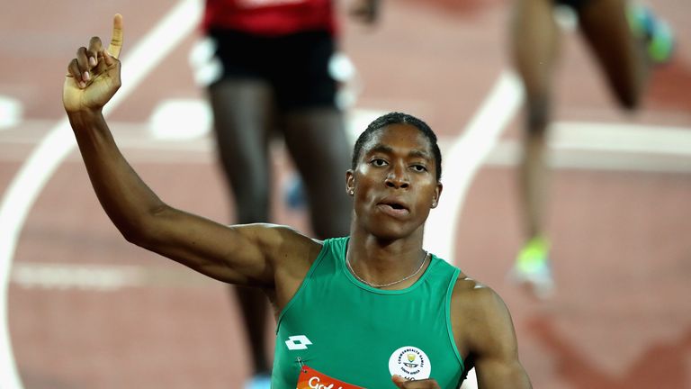 Semenya celebrates as she wins gold at the 2018 Commonwealth Games 