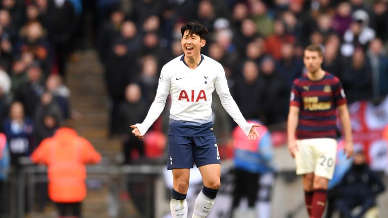 Heung-min Son celebrates his goal