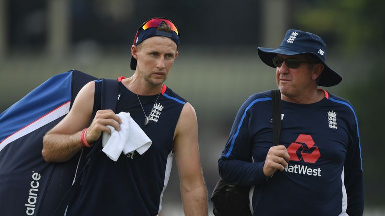 Joe Root (left) and Trevor Bayliss - England's Test think-tank