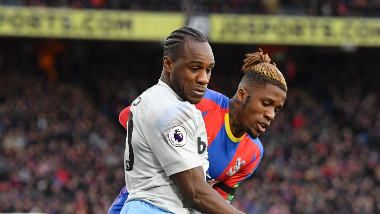 Michail Antonio (left) impressed against Crystal Palace