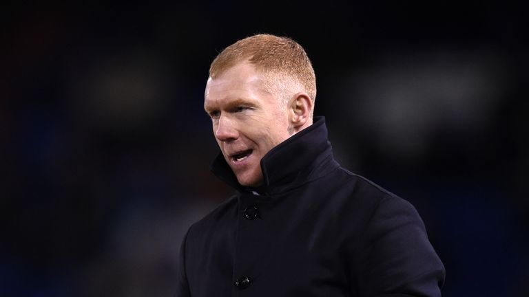 Paul Scholes enjoyed a 4-1 win in his first match as the new Oldham boss