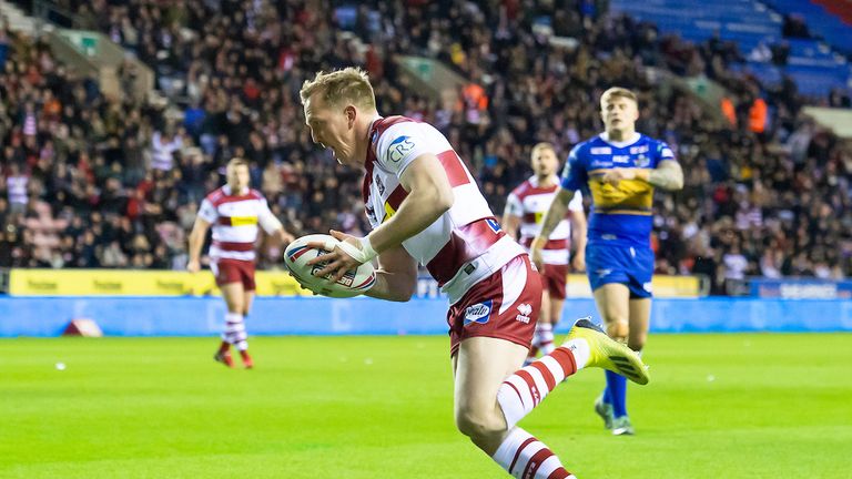 Dan Sarginson on his way to Wigan's instant response to the early setback
