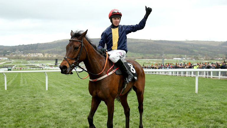 Jockey Mark Walsh celebrates winning aboard City Island