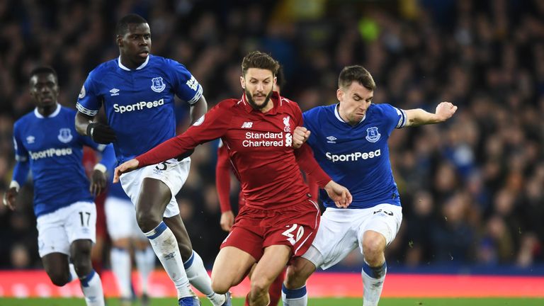 Adam Lallana during Liverpool's 0-0 draw away at Everton