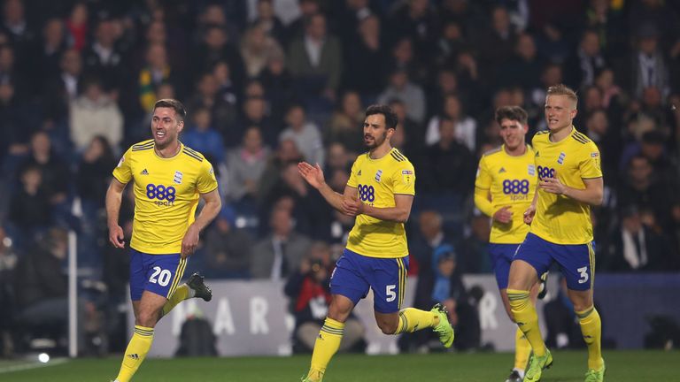 Gary Gardner celebrates scoring the opener for Birmingham