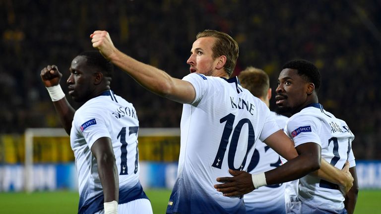 Harry Kane feiert Tottenhams Tor gegen Borussia Dortmund