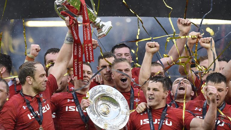 Wales celebrate their Six Nations, Grand Slam and Triple Crown successes at the Principality Stadium