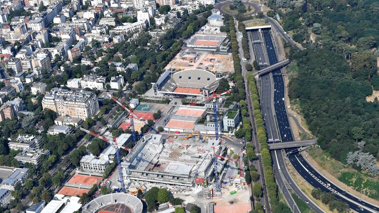 Roland Garros in Boulogne-Billancourt, next to Paris is under major reconstruction