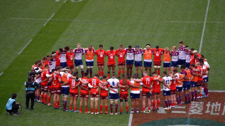 Both teams observing a minute of silence for the Christchurch terror attack victims