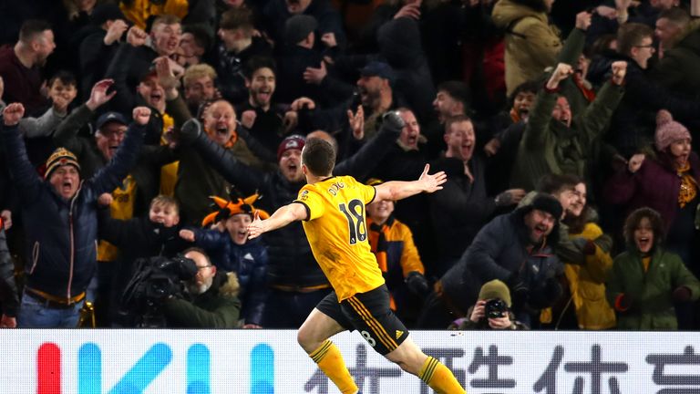 Diogo Jota's goal sparked jubilant Wolves celebrations at Molineux