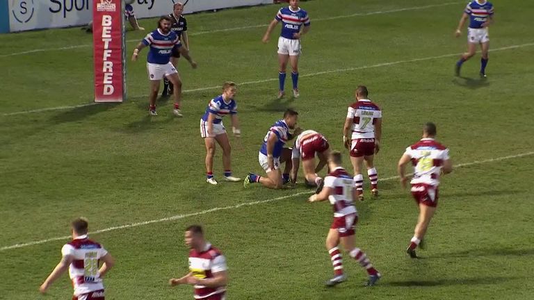 Joe Burgess crossed for a hat-trick but it was in vain as Wigan lost to Wakefield on Friday night.