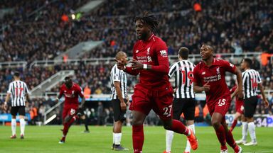 Divock Origi celebrates the winning goal