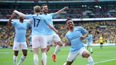 Manchester City thrashed Watford 6-0 to secure a domestic treble