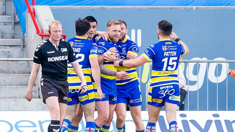 Blake Austin celebrates his try during another scintillating display