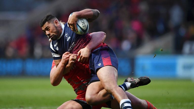 Charles Piutau got Bristol's first try of the match against Sale