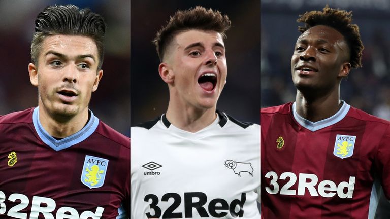 Jack Grealish, Mason Mount and Tammy Abraham (left to right)