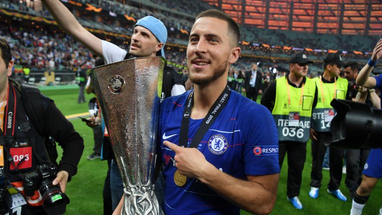 Eden Hazard won the Europa League in his final game for Chelsea