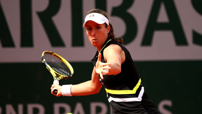 Johanna Konta ended her French Open singles hoodoo in the first round