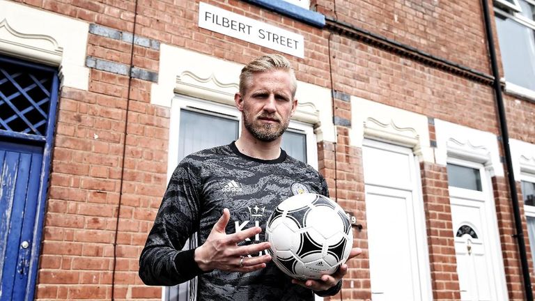 Kasper Schmeichel in the new goalkeeper kit