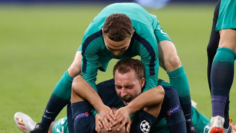 Eriksen made 12 appearances for Spurs in the Champions League this season, scoring twice